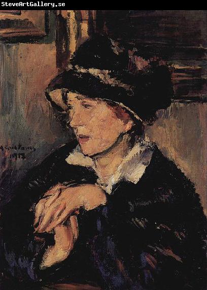 Anton Faistauer Portrat einer Dame mit dunklem Hut